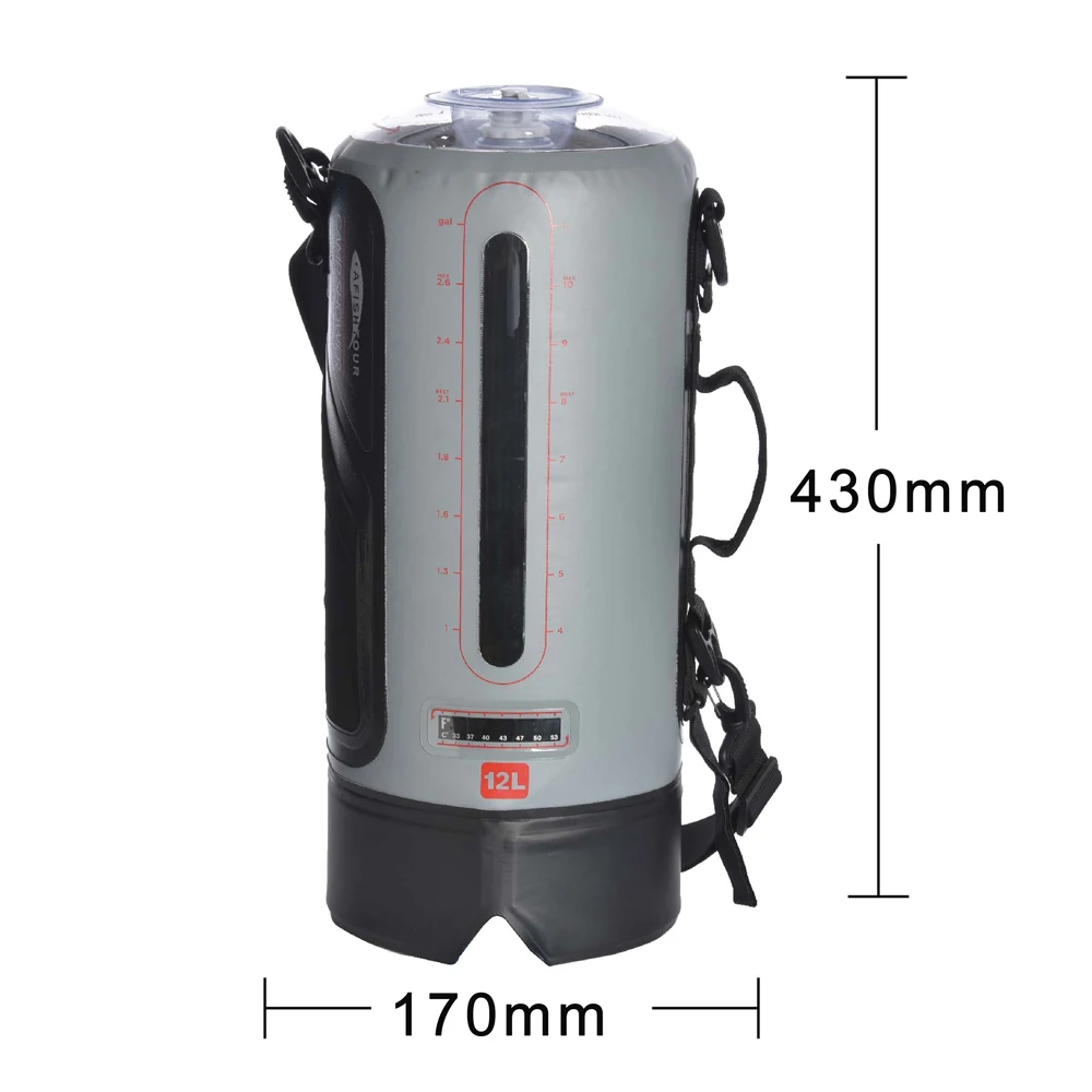 

12L PVC Pressure Shower Camping Equipment with Foot Pump Lightweight Outdoor Inflatable Shower Pressure Shower Water Bag