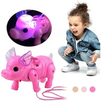 2019 new pink color electric walking pig toy with light musical kids funny electronics toy children birthday gift toys