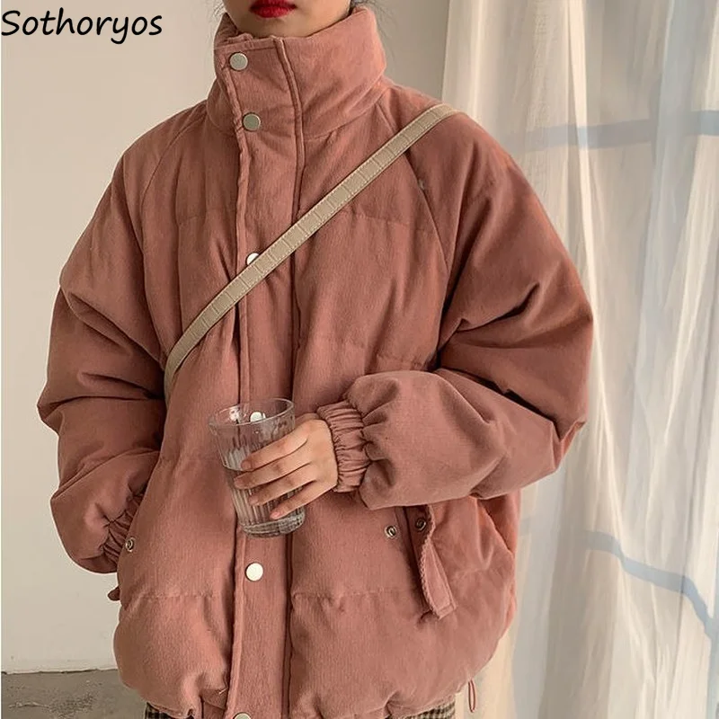 Короткие стильные женские парки розовые свободные вельветовые ветрозащитные бархатные однотонные модные