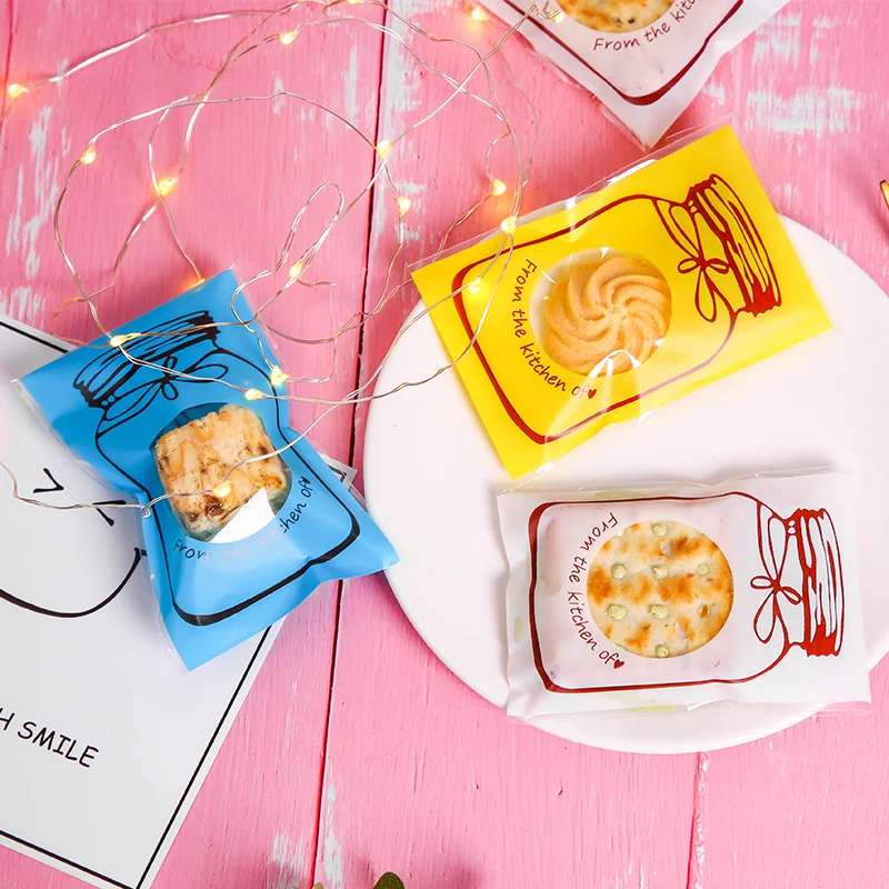 

50pcs/lot Candy Cookie Plastic Bag Wedding Favors Bottle Pattern Self-adhesive Gift bag Christmas Birthday Party Supplies