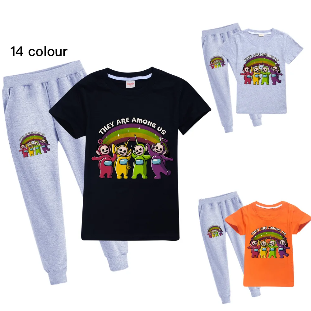 

2021 Summer Toddler Boy Clothes Boys Teletubbies Anime Pattern Clothes 2pcs Sets Baby Tracksuit Set Kids Clothing for Girls