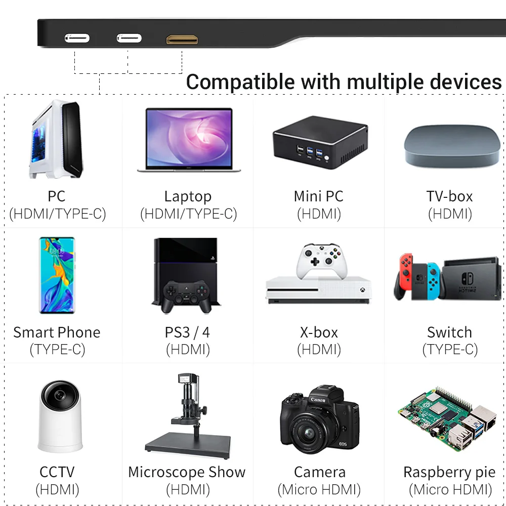 구매 15.6 4K USB 3.1 C형 터치 스크린 휴대용 모니터, Ps4 스위치 Xbox Huawei Xiaomi Iphone용 3840x2160 HDR IPS 화면 디스플레이