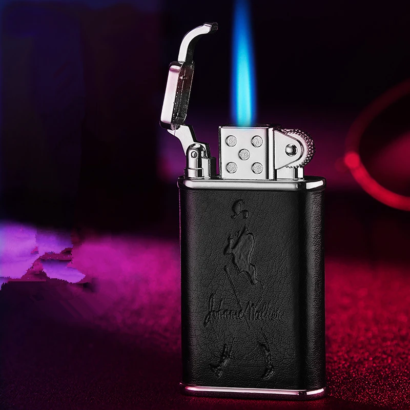 

Butane Lighter Straight Into The Windproof Metal Cigarette Lighter Blue Flame Men'S Gadget Cigarette Accessories