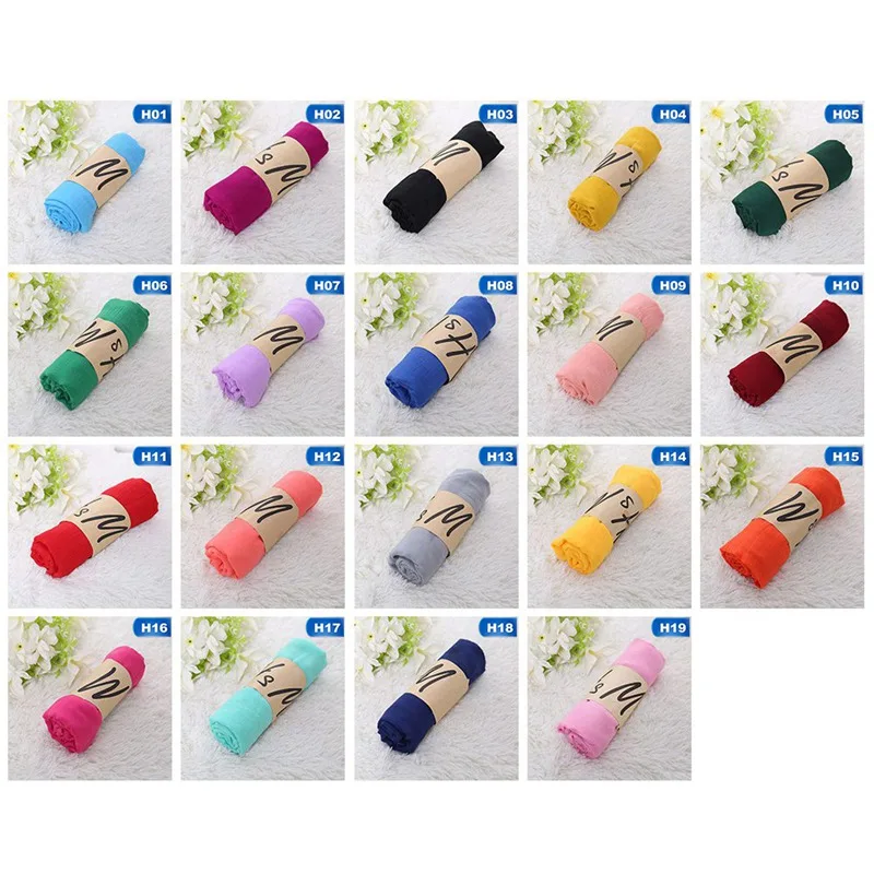 180*50cm Women Cotton Solid Scarf Summer Pashmina Shawls And Wraps Soft Oversize Female Foulard Muslim Hijab Stoles Head Scarves - купить по