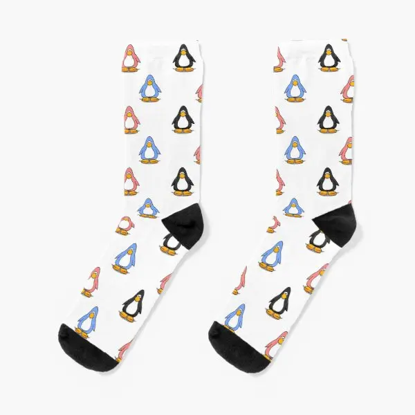 Клубные короткие носки с пингвином, милые мужские хлопковые спортивные черные женские Мультяшные удобные забавные зимние дышащие унисекс носки