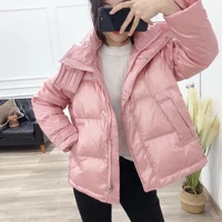 2020 new korean loose and thickened down jacket womens white duck short hooded suit warm coat fashion