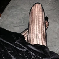 women personality fashional retro goth hollowed out vertical stripe jacquard black fishnet stockings