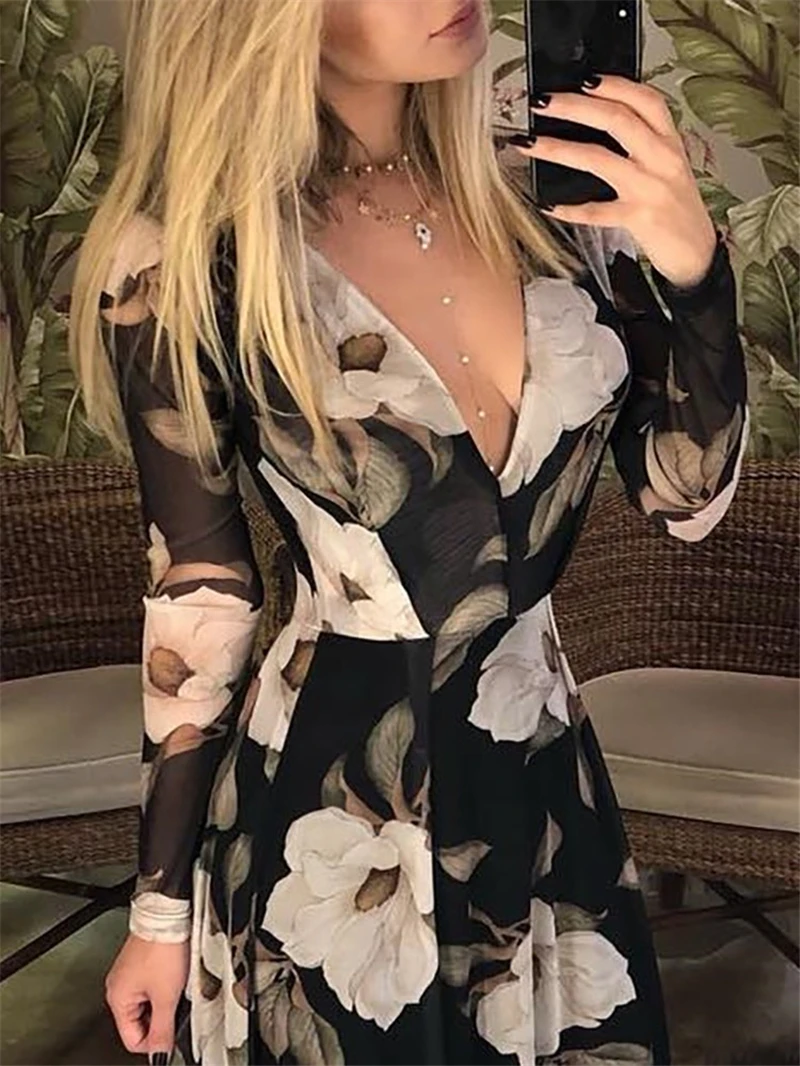 

Summer Dresses Floral Print Casual Loose Maxi Dress Women Short Sleeve Long Robe Femme Bodycon Pencil Sheath Dress