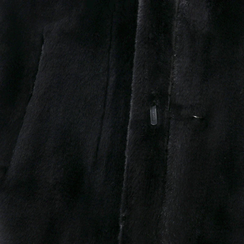 

Nerazzurri winter black faux fur jackets for women 2021 with fur turndown collar and cuff Fluffy jacket women luxury coat women