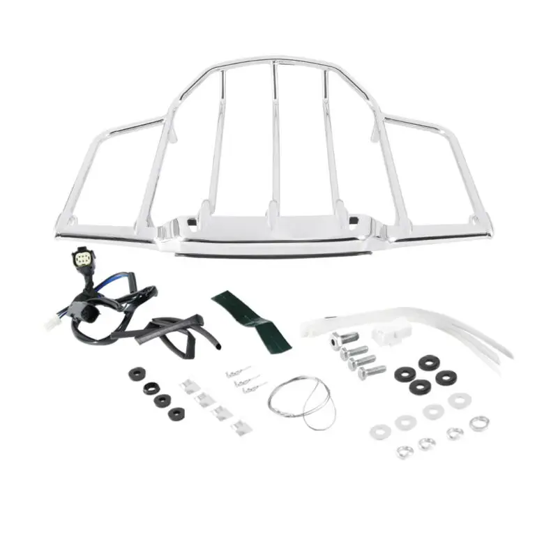 

Motorcycle Rear LED Light Top Luggage Rack For Harley Road Glide 93-13 14-18