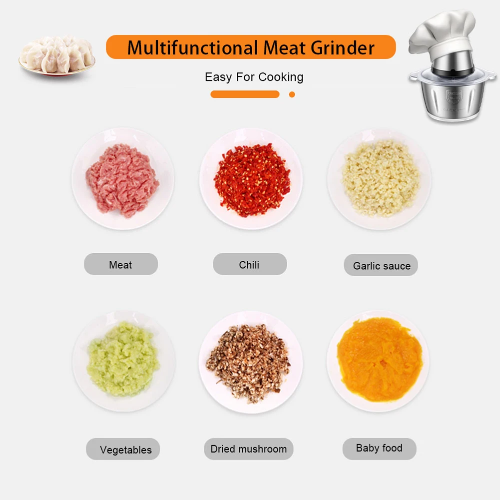 

2 Speeds 500W Stainless Steel 2L Capacity Electric Chopper Meat Grinder Mincer Food Processor Slicer Manual Meat Grinders