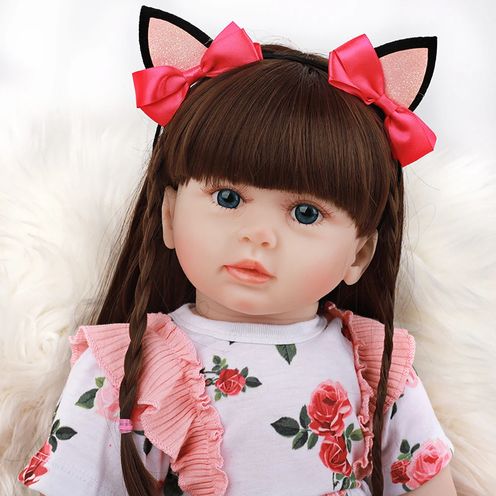 60 см Детские куклы с голубыми глазами для новорожденных длинными волосами Kawaii