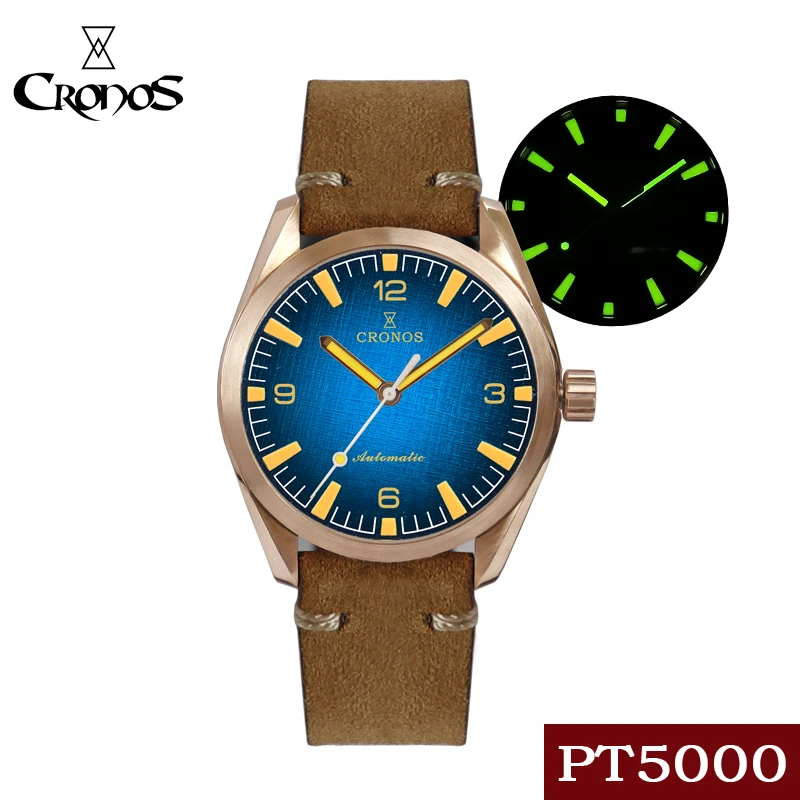 

Мужские часы Cronos в стиле ретро, бронзовые, водостойкие, 150 м