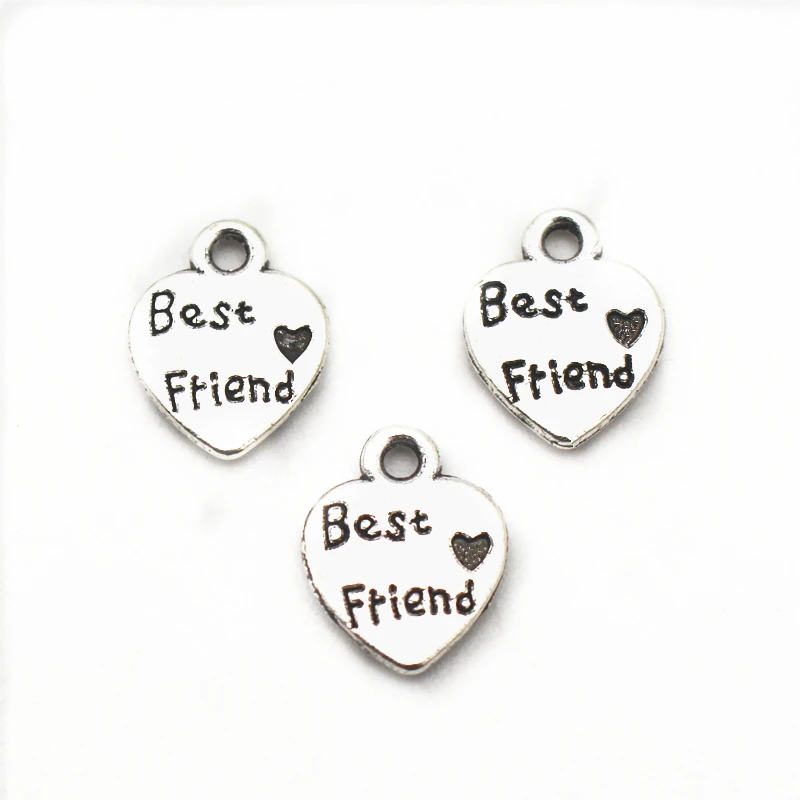 10 шт./лот сердце с надписью Best Friend металлические Висячие Подвески Подвеска