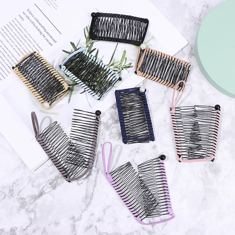 

1pc Vintage Banana Hair Clip Double Comb Hair Accessory Stretchable Banana Comb Clip Hair Styling Tools