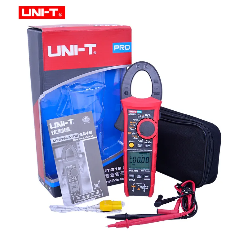 Промышленные цифровые клещи UNI-T UT219E UT219M UT219DS; True RMS AC DC Напряжение Ток Ом диод тестер; IP54/LoZ ACV