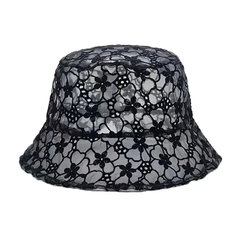 

Women Summer Bucket Hat Hollow Embroidery Floral Lace Wedding Fisherman Sun Cap