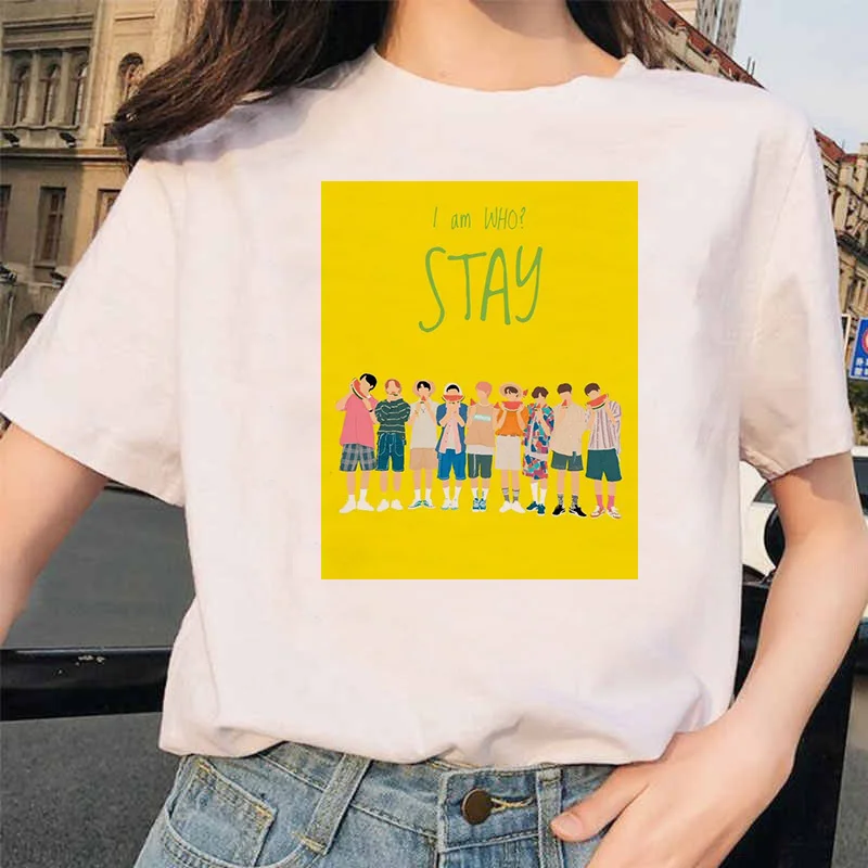 Kpop Stray Kids/Женская Футболка K Pop StrayKids, футболка в стиле хип-хоп, Корейская кавайная футболка в стиле Харадзюку, футболки в стиле хип-хоп для женщин