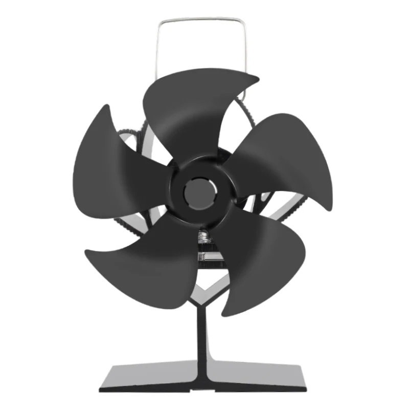 

5 Blade Hot Air Stove Black Fireplace Environmentally Friendly Silent Fan Log Burner Home Efficient Heat Distribution