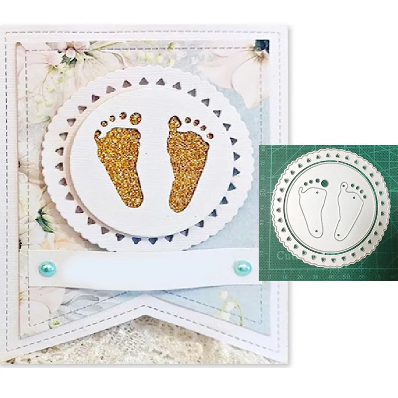 

Metal Cutting Dies Cut Mold Baby Footprint Circle Frame Decoration Scrapbook Paper Craft Knife Mould Blade Punch Stencils dies