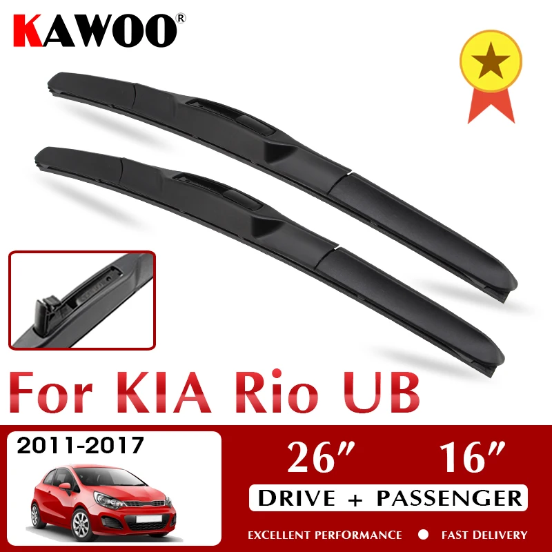 

KAWOO Wiper Front Car Wiper Blades For KIA Rio UB 2011-2017 Windshield Windscreen Front Window Accessories 26"+16" LHD RHD