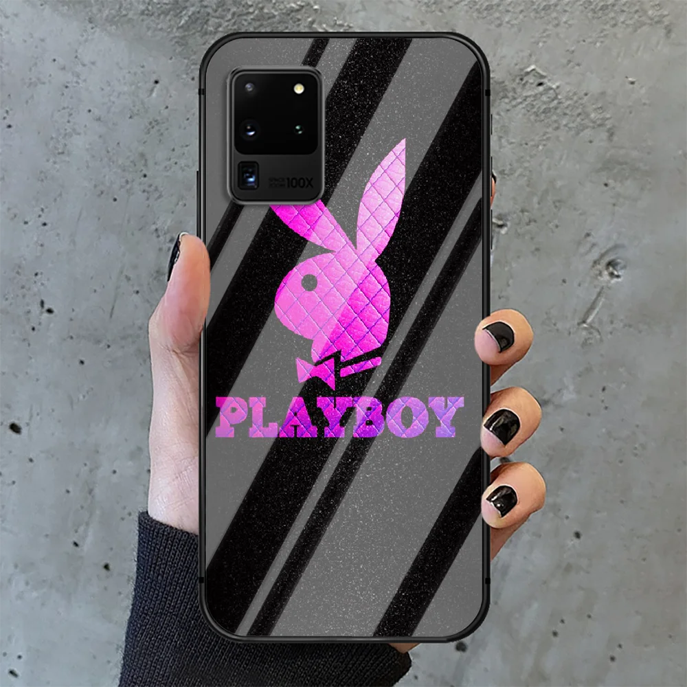 

Rabbit Playboy Brand Phone Tempered Glass Case Cover For Samsung Galaxy S Note 5 6 9 10 10E 20 21 FE Plus Uitra Hot Soft Trend