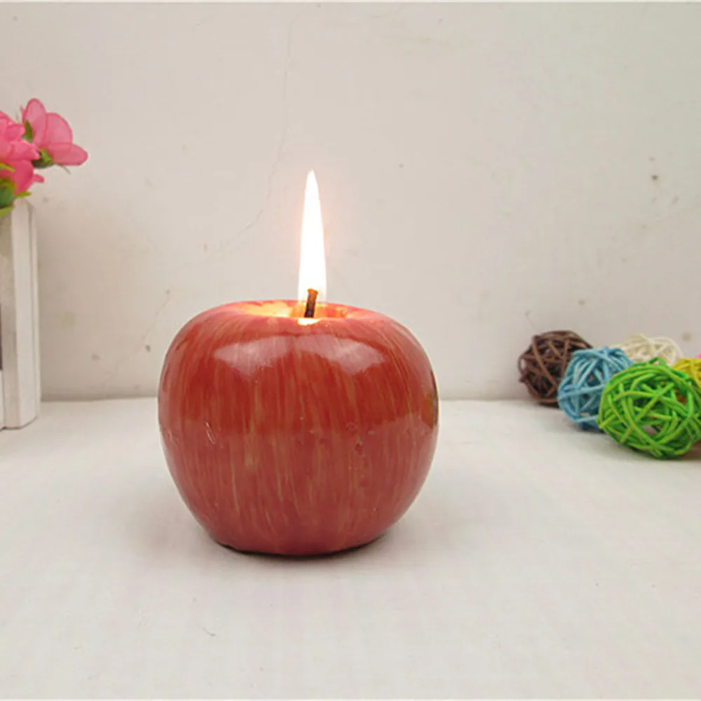 Красное яблоко беспламенная свеча с розничной посылка украшение дома фруктовая
