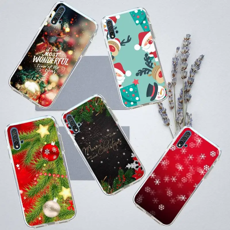 

Christmas Santa Reindeer Tree Phone Case Transparent for Huawei honor P mate 40 20 30 10 50 i 9 x mate pro lite 8a