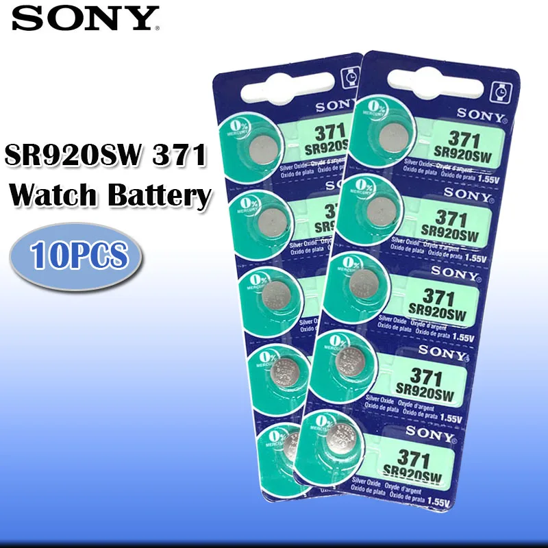 10 шт./лот Аккумулятор Sony 100% оригинал 371 SR920SW 920 SR920 1 55 в батарея для часов Кнопочная