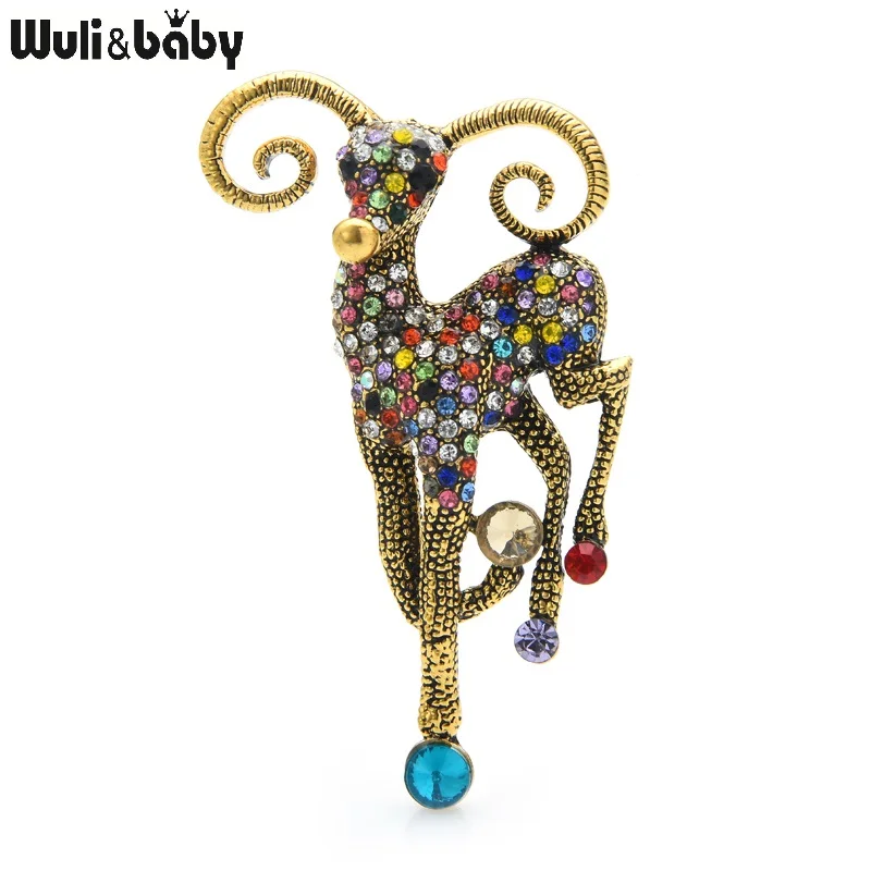 Wuli & baby стразы брошь Коза для женщин металлическая Милая животное вечерние