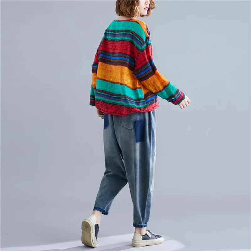 Корейский стиль хлопок плюс размер винтажная Осенняя Повседневная Свободная