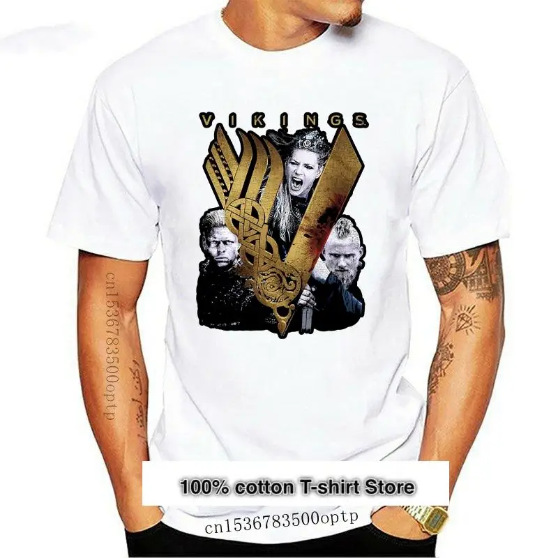 

Camiseta de манга corta para hombre, camisa с логотипом Dorado de la Series de TV Vikings, Lagertha, Ivar, Bjorn, Ragnar