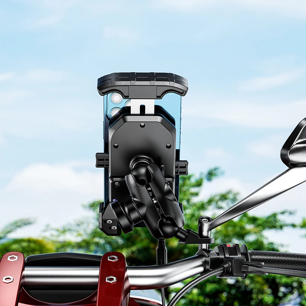 

New Bike Rearview Mirror Phone Mount Anti Shake and Stable 360° Rotation for Any Smartphone Between 3.5 and 6.5 inches