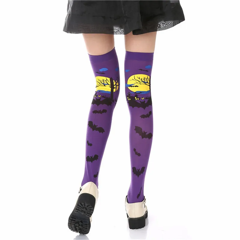 Hirigin осенне-зимние женские мягкие хлопковые длинные чулки выше колена с рисунком