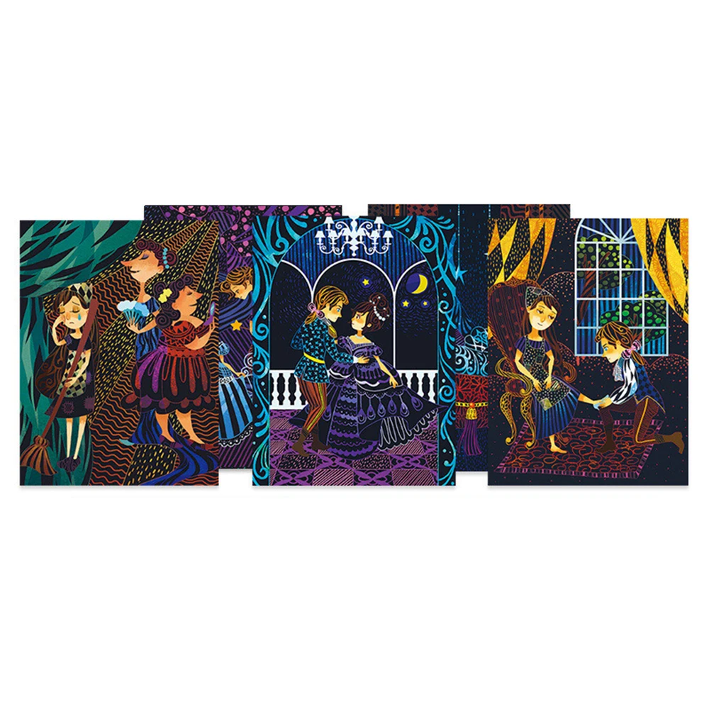 Волшебная цветная радужная бумага для скретч арта набор карт с трафарет граффити