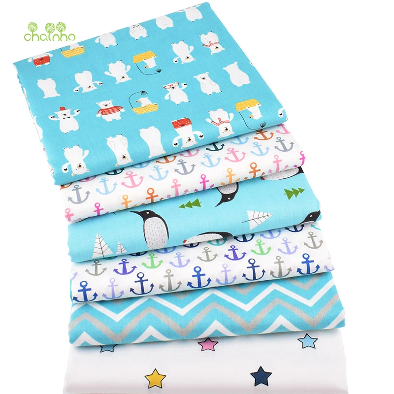 Chainho 6 шт./лот Новый Медведь &amp Пингвин серия саржевая хлопчатобумажная ткань