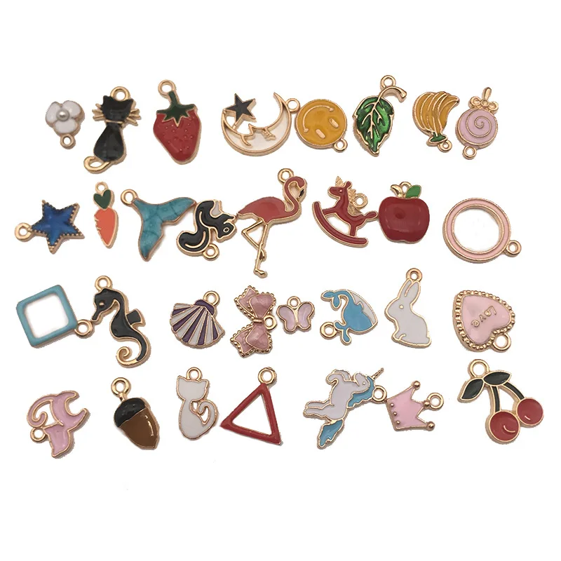 10 шт. Подвески в виде капли масла Луны животные Очаровательные из сплава золотые