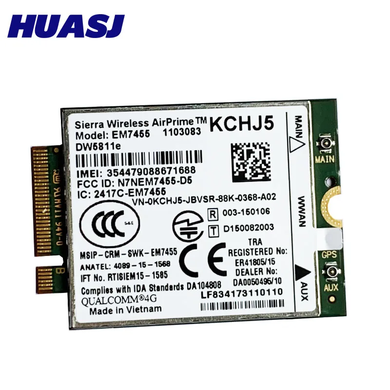 Плата WLAN Huasj EM7455 DW5811E FDD/TDD LTE CAT6 4G модуль Gobi6000 для E7270 E7470 E7370 E5570 E5470|3G модемы| |