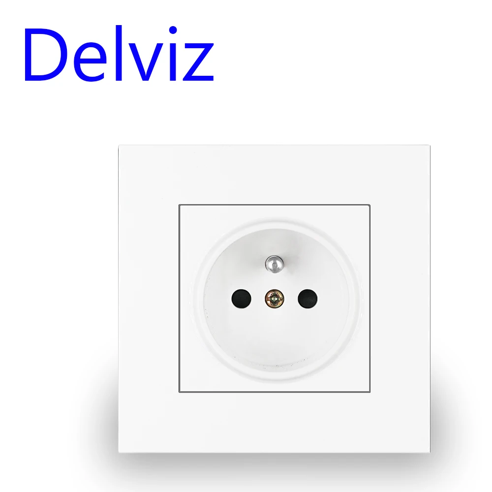 Настенная белая панельная розетка Delviz электрическая с заземлением 16 А 110 250 В
