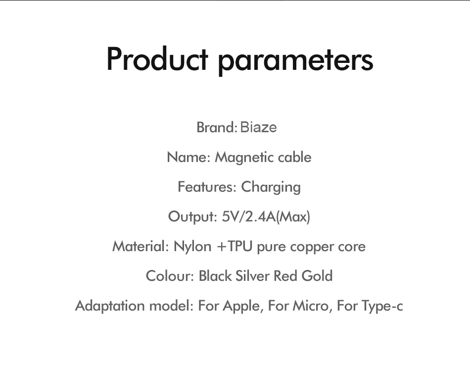 Biaze Магнитный usb кабель для зарядки usb type C для Iphone Xiaomi huawei samsung кабель для быстрой зарядки Micro USB кабель для светодиодного зарядного устройства