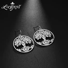 Массивные серьги с изображением дерева жизни из нержавеющей стали, женские богемные большие полые висячие серьги, винтажные украшения серебряного цвета, Aretes