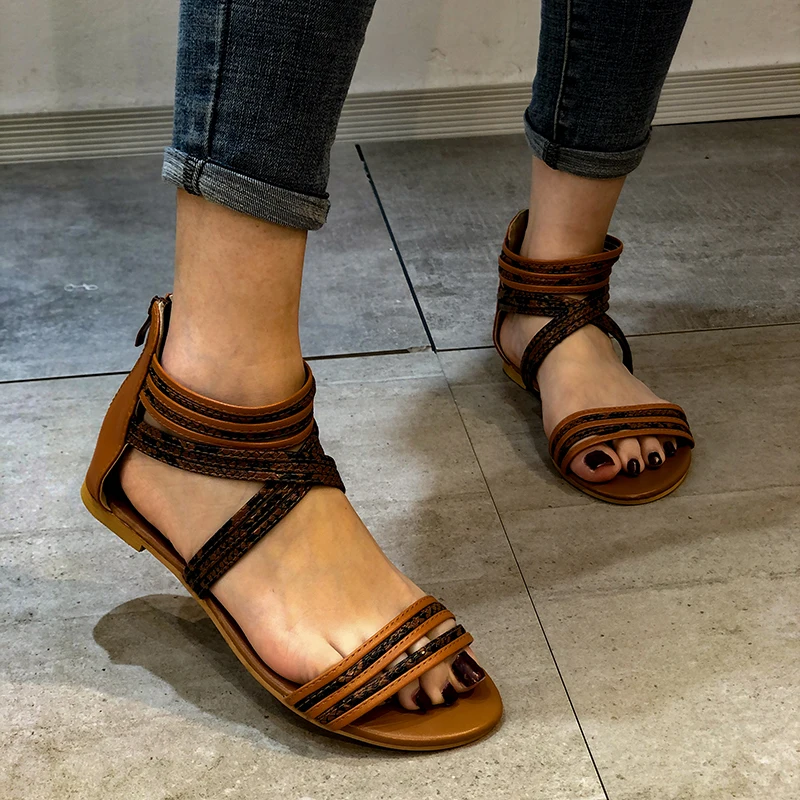 

Сандалии женские с открытым носком, босоножки на плоской подошве, повседневная классическая модель, лето, 2021