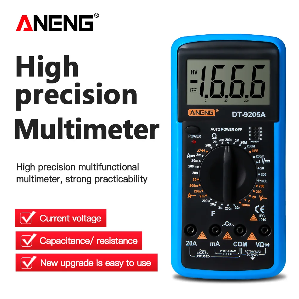 ANENG DT9205A мультиметр цифровой тестер digital multimeter щупы для мультиметра транзистор