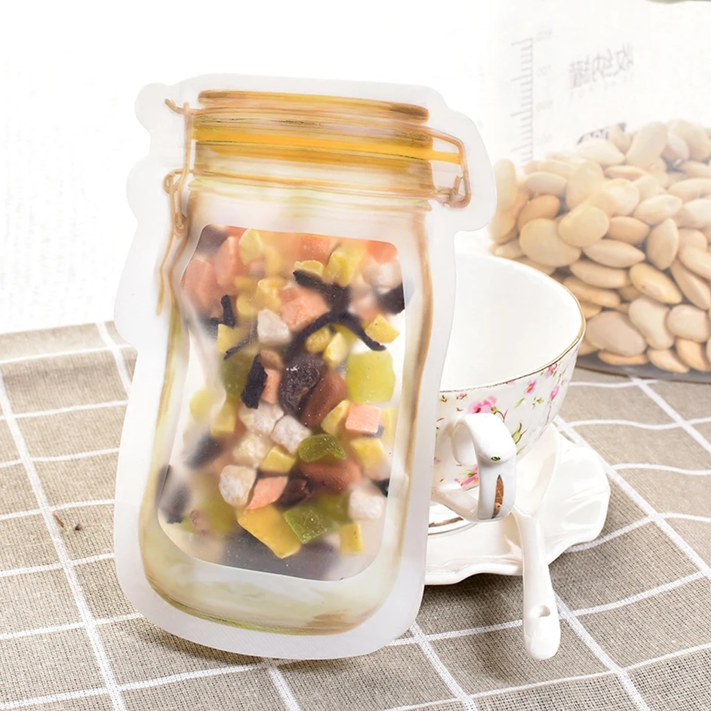 40pcs Reusable Mason Bottle Ziplock Bag Food Storage Bags Sealed Snack Sandwich Cookies Candy Ecological | Дом и сад