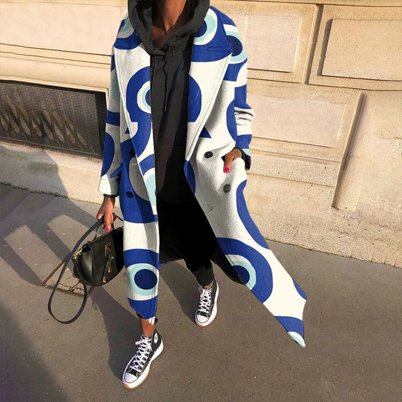 

Winter Casual Turn-down Collar Button Tops Outerwear Autumn Fashion Long Sleeve Pocket Coats Elegant Letter Print Women Cardigan