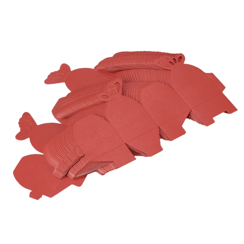 50 Pcs Butterfly Favor Gift Candy Boxes Cake Style for Wedding Party Red | Дом и сад