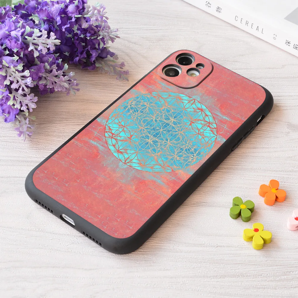 

For iPhone Flower Of Life Print Soft Matt Apple Case