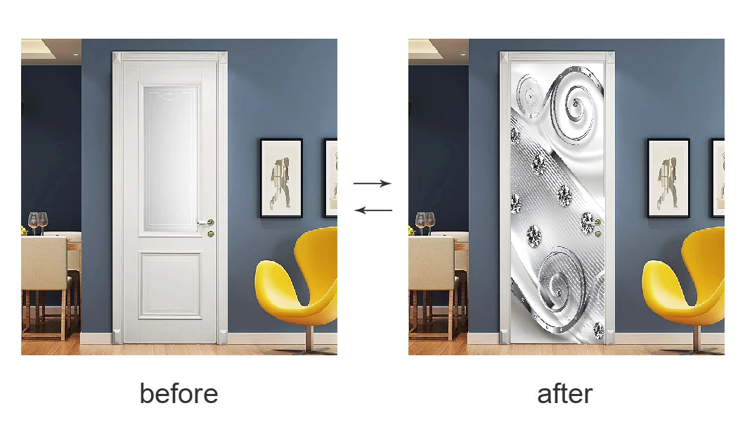 

Door Stickers Furniture Modern Style Pattern Renovation Self-adhesive Room Door Stickers Clothes Cupboard Old Doors Door Sticker