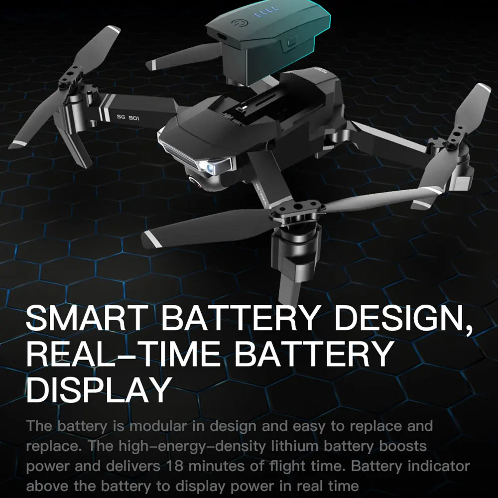Drone 4K SG901 Cool Quadcopter 2 Camera Stable Gimbal Altitude Hold 4096x3072P 2048*1080P HD Gift Kids Uav 2.4G 4CH 6-Axis dron