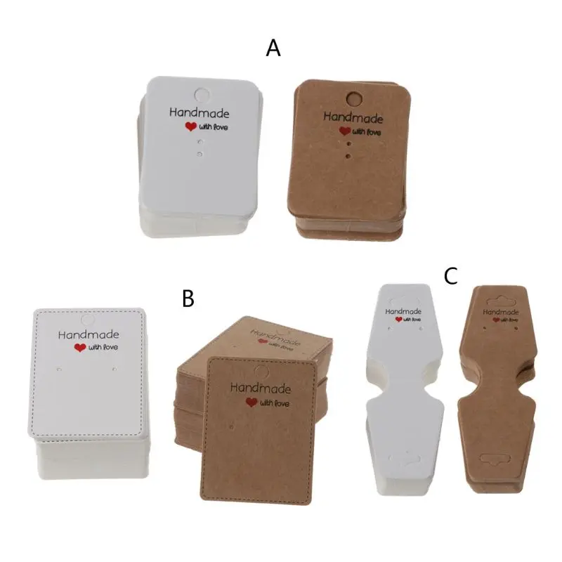 

2021 NEW 100Pcs Handmade Kraft Paper Blank Tags Earrings Necklace Display Cards Package